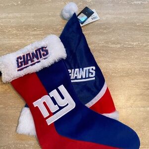 New York Giants NFL Christmas hat & stockings. New with tags for a football fan